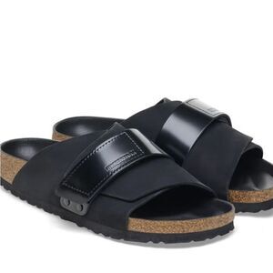 Birkenstock Kyoto Nubuck Leather Slide Sandal- Black